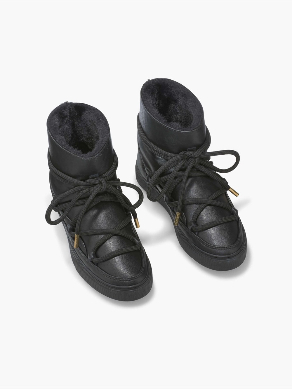 Inuikii Black Faux-Leather Fur-Lined Ankle Boots
